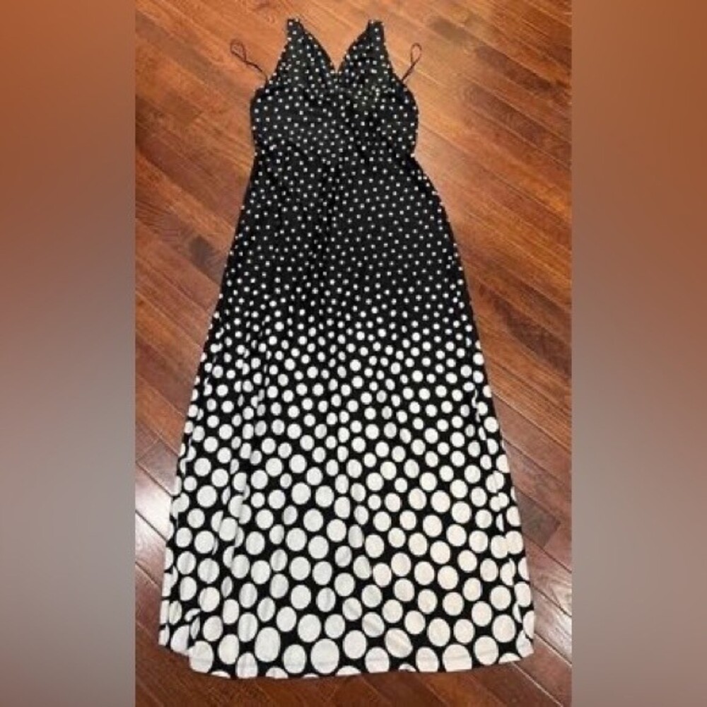 Metaphor black and white falling polka dots maxi dress size small - Picture 4 of 6